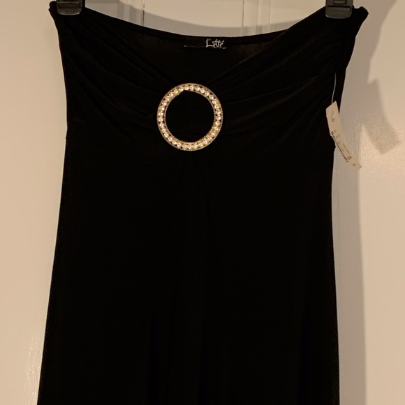 Lette - Black Strapless Dress with Rhinestone Design - Small - Picture 3 of 8